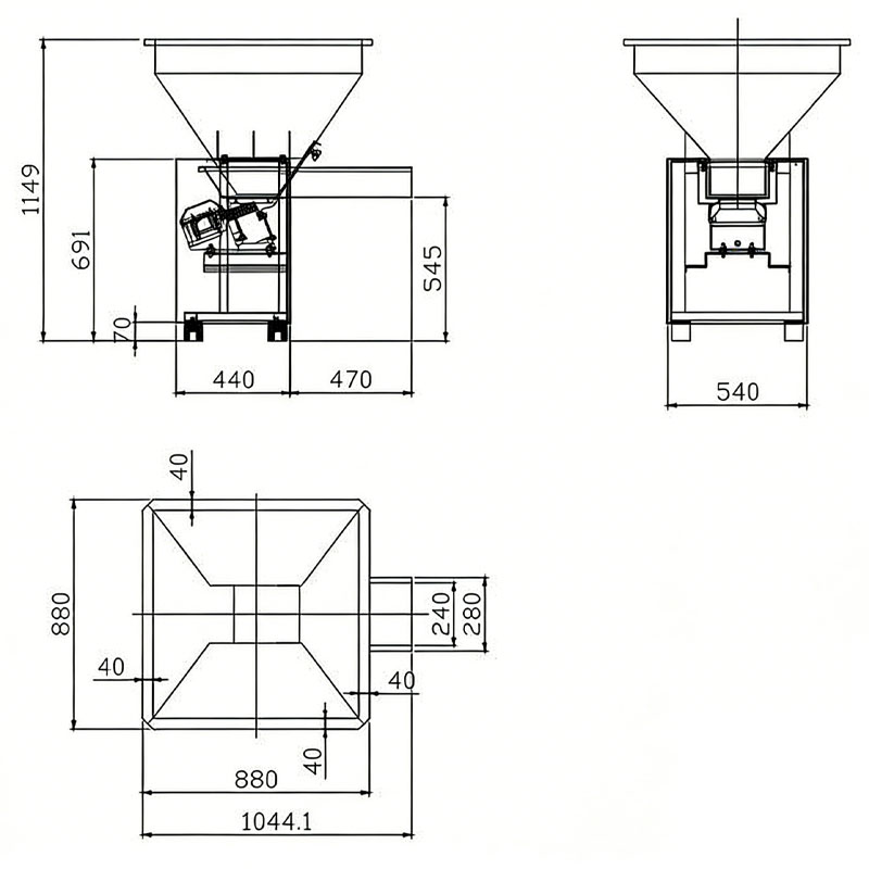 Stainless steel granule feeder for assembly line production