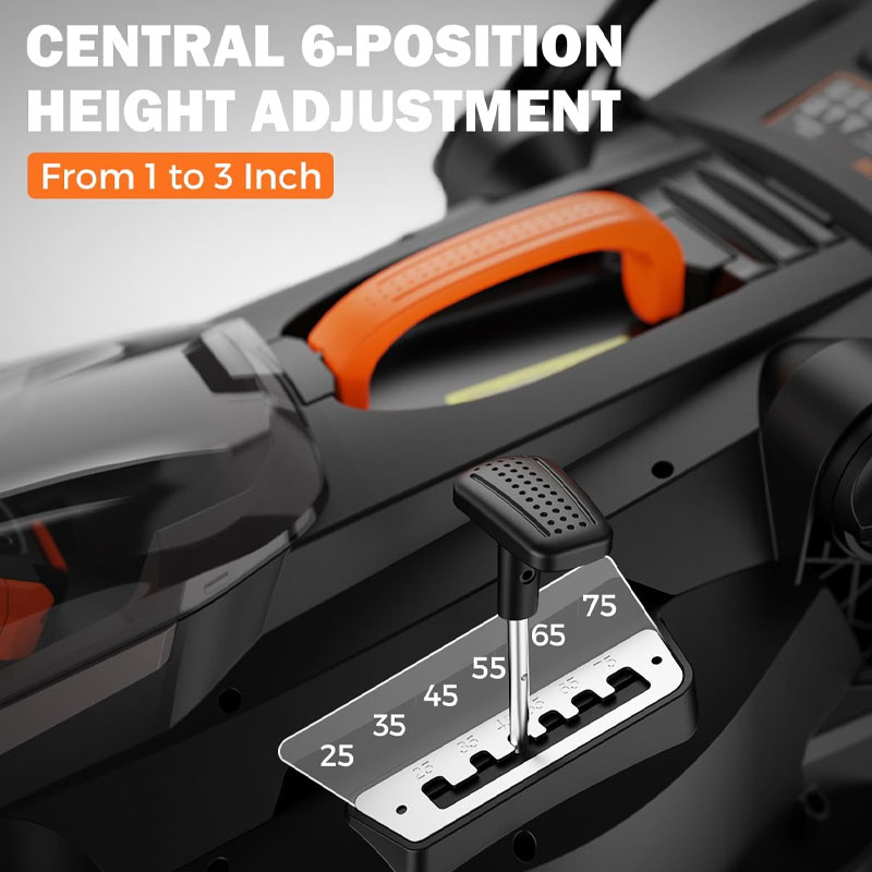 19 inch brushless mower with single-lever height adjustment