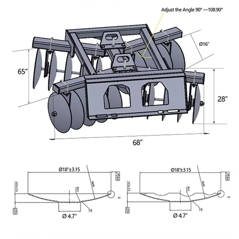 20-disc tractor disc plow for deep soil turning