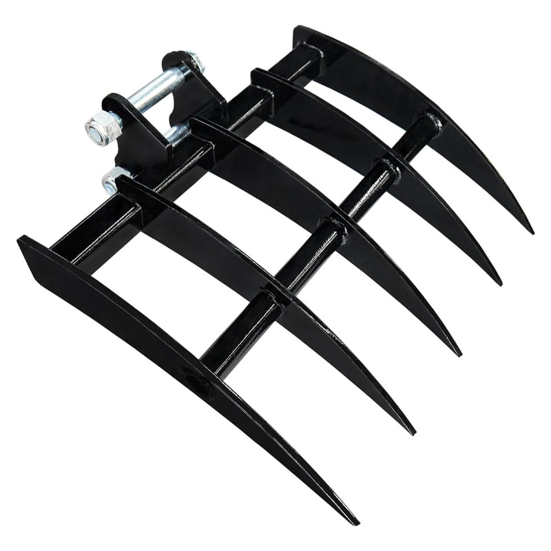 Mini excavator rake attachment for 0.8-1.8T machines